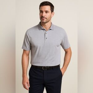 Jos. A. Bank Travelers Collection Purple & White Striped Polo Shirt L – Golf